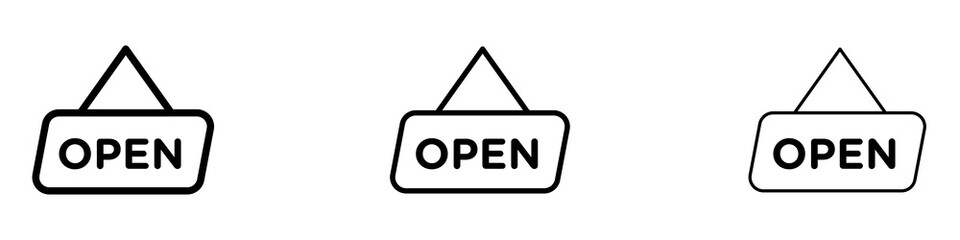 Open sign icons. modern minimalist symbol outline vector flat style