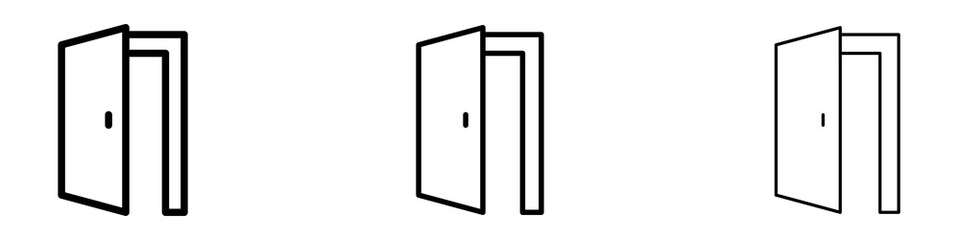 Open door icons. modern minimalist symbol outline vector flat style