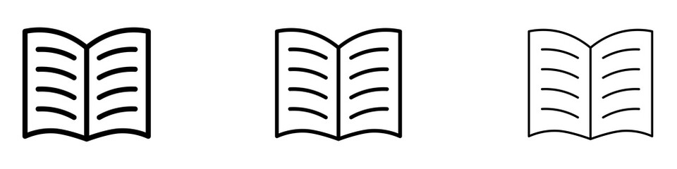 Open book icons. modern minimalist symbol outline vector flat style
