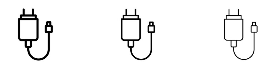 Fototapeta premium Mobile charger icons. modern minimalist symbol outline vector flat style