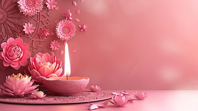 Candle Lamp with Lotus Ornament for Diwali Celebrate