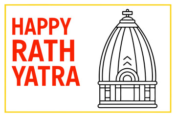 Chariot illustration with rath yatra typography celebrating the traditional religious event