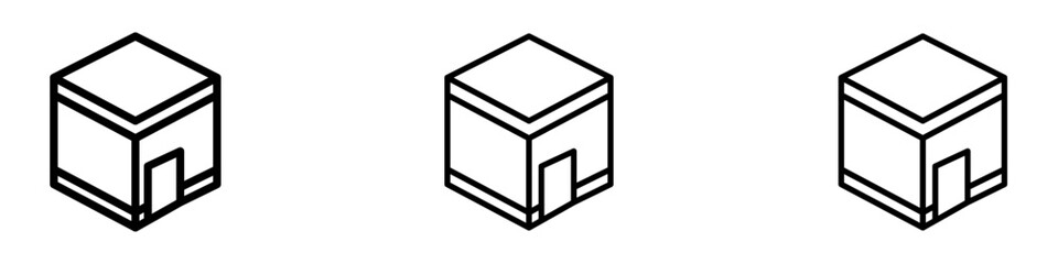 Kaaba icons. modern minimalist symbol outline vector flat style