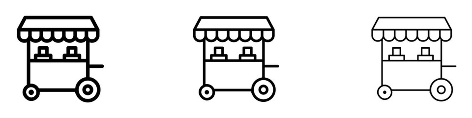 Food cart icons. modern minimalist symbol outline vector flat style