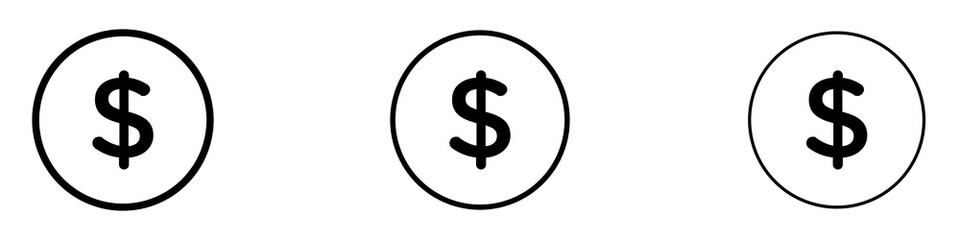 Dollar icons. modern minimalist symbol outline vector flat style
