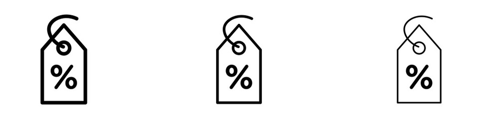 Discount tag icons. modern minimalist symbol outline vector flat style