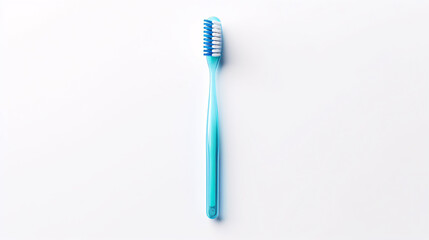 Realistic photo of a blue toothbrush on a white background, ideal for hygiene, dental care, and health visuals.

