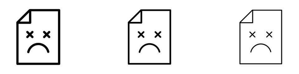 Obraz premium Corrupted file icons. modern minimalist symbol outline vector flat style