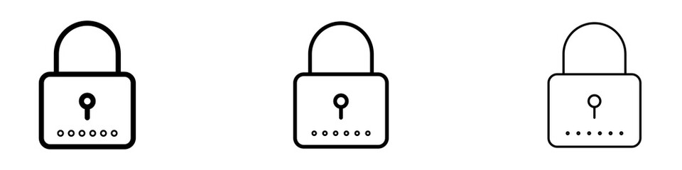 Code lock icons. modern minimalist symbol outline vector flat style