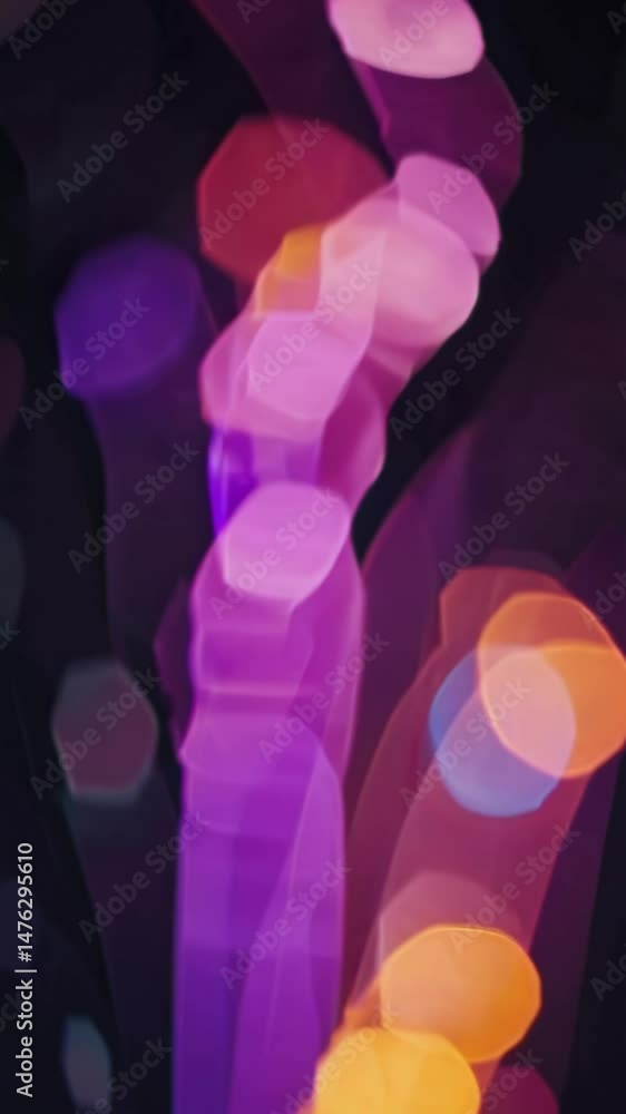 Aufkleber abstract shimmering bokeh lights move upwards in a vertical gradient from teal and blue, through ora