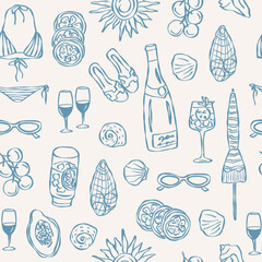 Plakat Hand drawn doodle summer vacation seamless pattern