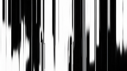 A black and white abstract background with a digital glitch effect.