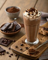 Chocolate Milkshake with Whipped Cream – High-Quality Food Photography