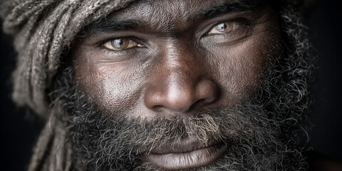 Obraz premium a close-up portrait of a senior indian man with a warm smile and wrinkles showing a life well-lived, exuding wisdom. timeless wisdom portrait.