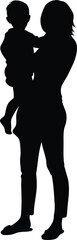 Silhouette of Mother Holding Child Family Bond Vector Illustration