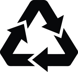 Black Recycling Symbol Icon Isolated on White Background Vector