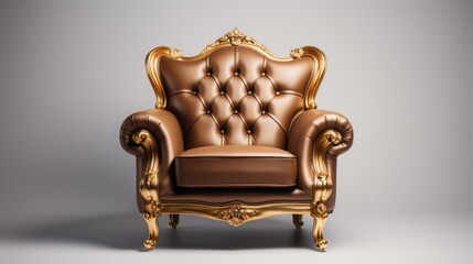Luxurious golden tufted armchair displayed against a minimalist backdrop showcasing elegance and comfort in modern interior design