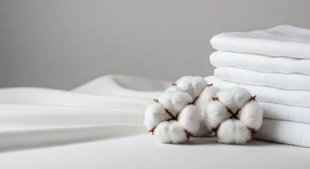 Soft Embrace Cotton blossoms with fresh white towels on delicate fabric.