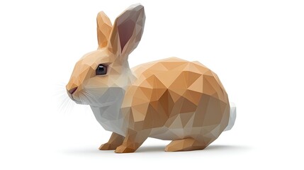 Low-poly illustration of a light brown rabbit.
