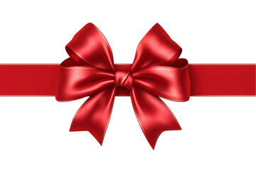 Fototapeta premium Red Satin Ribbon Bow on Transparent Background, PNG