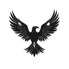 Obraz premium Majestic silhouette of a soaring raptor, wings outstretched against a spacious expanse