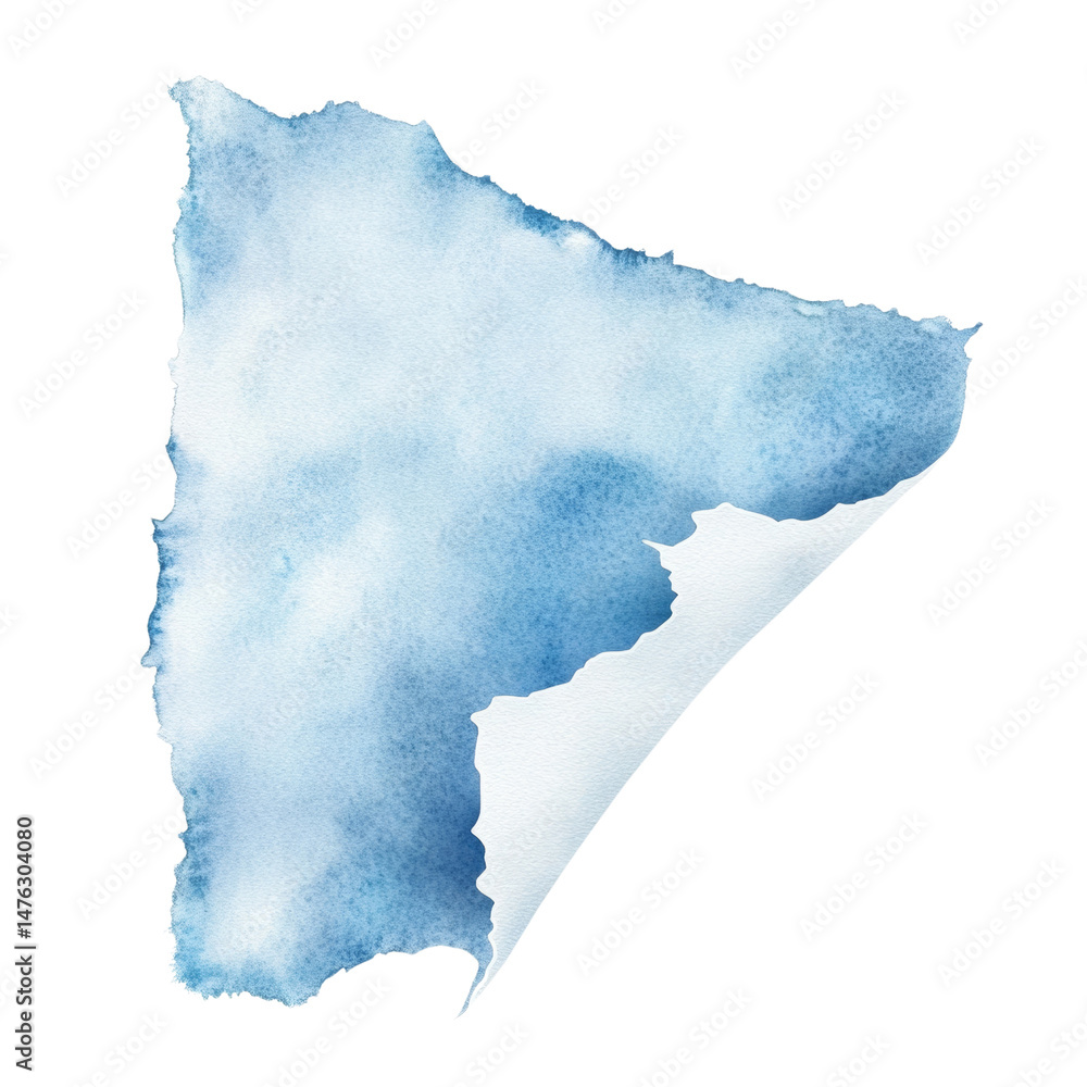 Aufkleber watercolor abstract shape on isolated transparent background with curled edge