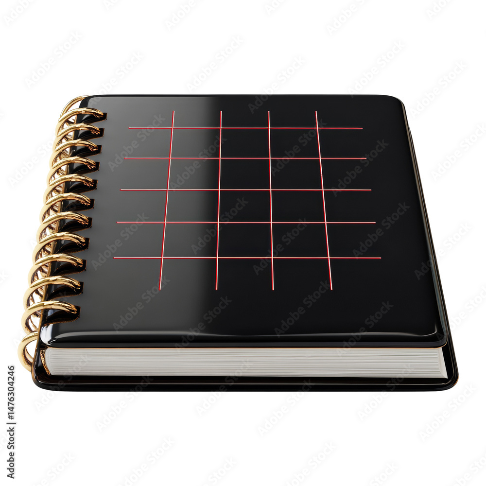 Poster sleek modern notebook with reflective surface and geometric pattern illustration