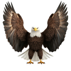 Fototapeta premium Majestic bald eagle with expansive wings in striking front view presentation, on an open layout