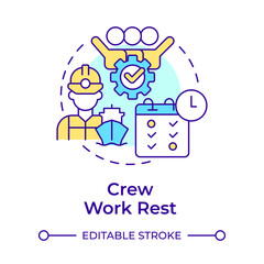 Crew work rest multi color concept icon. Protecting vessel team health. Law regulation. Maritime staff management. Round shape line illustration. Abstract idea. Graphic design. Easy to use in booklet