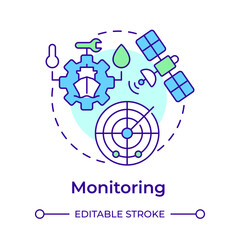 Monitoring multi color concept icon. Real time assessment of vessel position. Stage of passage planning. Round shape line illustration. Abstract idea. Graphic design. Easy to use in booklet