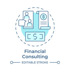 Financial consulting soft blue concept icon. Investment strategy, budgeting. Risk management. Round shape line illustration. Abstract idea. Graphic design. Easy to use in infographic