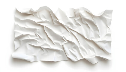 Obraz premium Blank paper sheet with creases isolated on white, top view