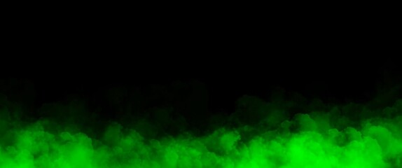 Fog or smoke, green smog clouds on floor, isolated transparent special effect. morning fog over land or water surface, magic haze. 