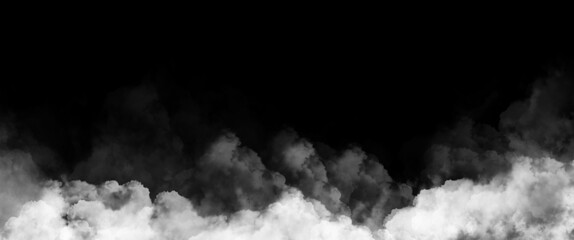 Fog or smoke, white smog clouds on floor, isolated transparent special effect. morning fog over land or water surface, magic haze. 