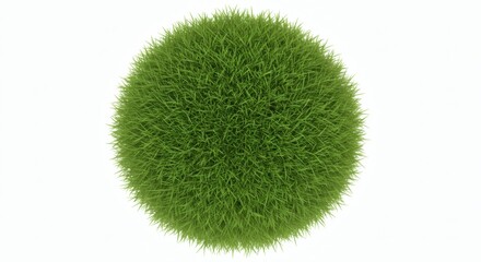 Grass Orb Isolated sphere of lush with vibrant greenery on white Earth concept.