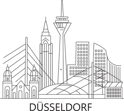 D&uuml;sseldorf City Line Draw Simple Minimalist