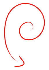 赤い手描きの回るラフな矢印