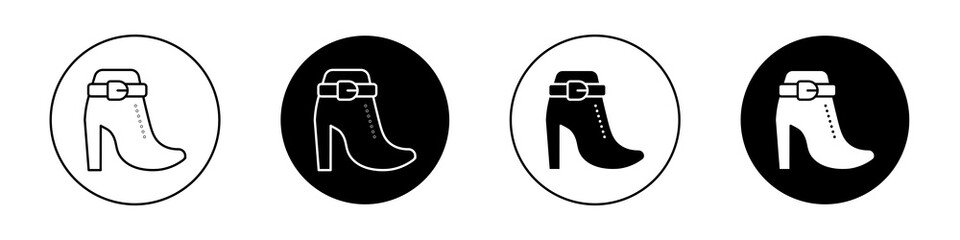 Heeled Boot flat illustration of vector icon on white background.
