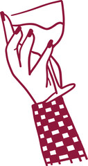 Hand Holding Wine Glass - Minimalist Illustration