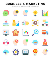 Set of Business & Marketing Icons Flat icons collection.