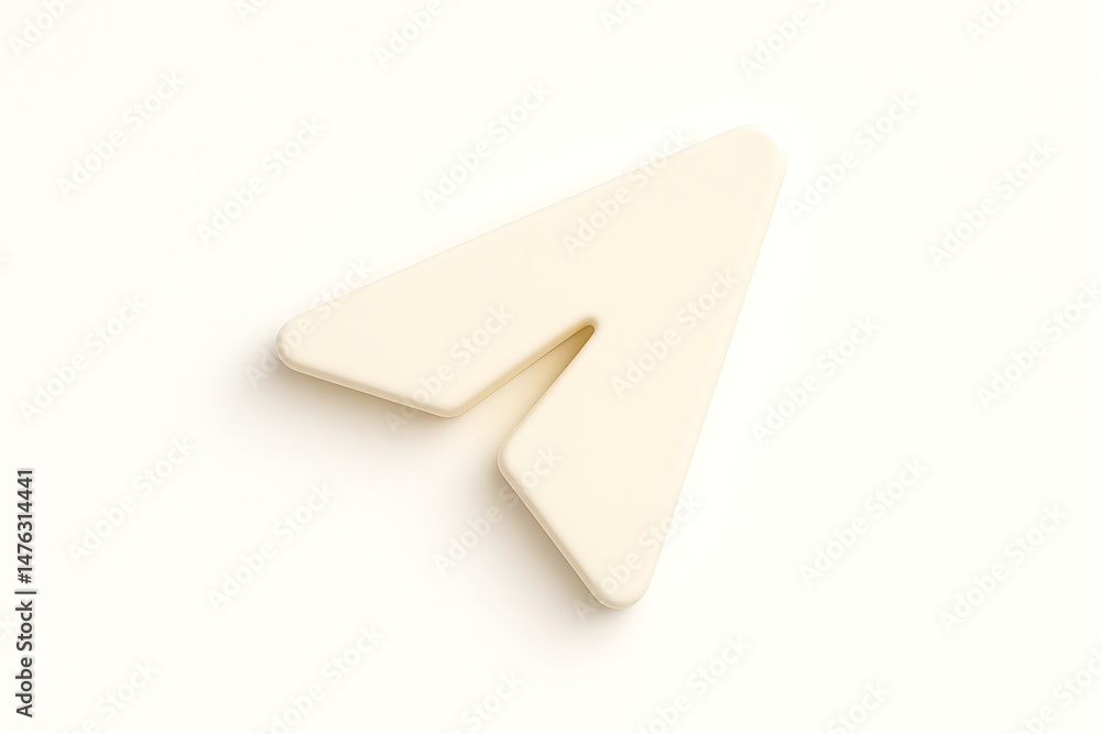 Poster 3d rendered beige arrow icon with a smooth finish and soft shadows on a clean white surface