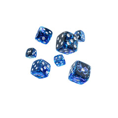 Abstract Blue Dice Falling on Black Background - Chance, Luck, and Risk Concept