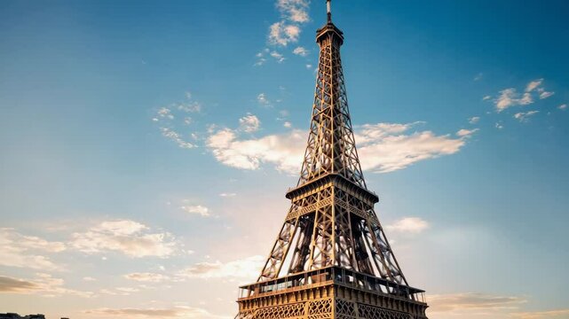 Aerial shot , the eiffel tower in paris , 4K video.