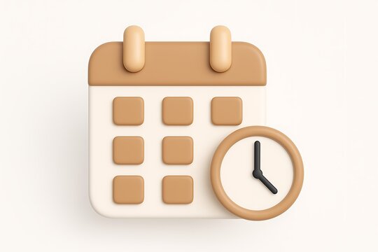 3d render of a calendar and clock representing time planning scheduling and management concepts
