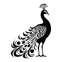 Obraz premium Peacock black silhouette of simple minimal vector