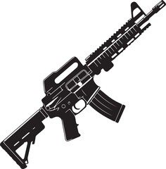 Black and White Illustration of an Assault Rifle
