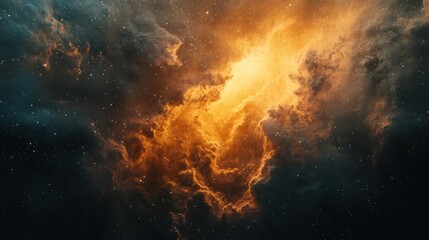 Fototapeta premium Fiery nebula in deep space
