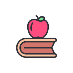 Conceptual Illustration Of Red Apple Resting On An Open Book
