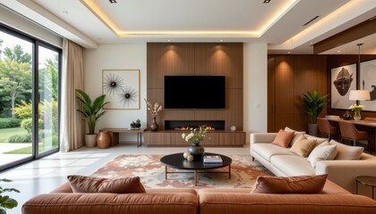 Modern and Stylish Living Room with Elegant Decor and Natural Light Enhancing Contemporary Design