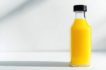 mango juice in clear bottle isolate on white background